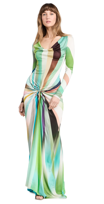 Siedres Linny Gathered Draped Printed Satin-jersey Maxi Dress In Multi