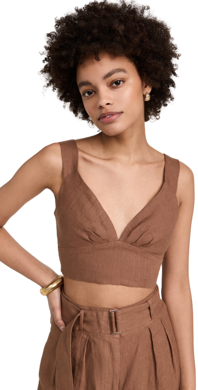 Hevron Levy Crop Top Pecan In Brown