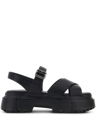 Hogan Woman Sandals Black Size 5.5 Calfskin
