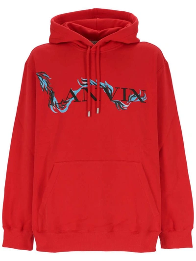 Lanvin Red Printed Hoodie In Flame