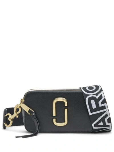 Marc Jacobs Black And White Leather The Snapshot Crossbody Bag In Black/multi