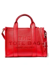 Marc Jacobs The Leather Medium True Red Tote Bag In True Red