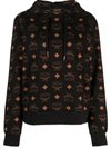 Mcm Cotton Drawstring Hood Sweatshirt In Black