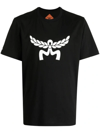 Mcm Laurel Logo-print Organic Cotton T-shirt In Black