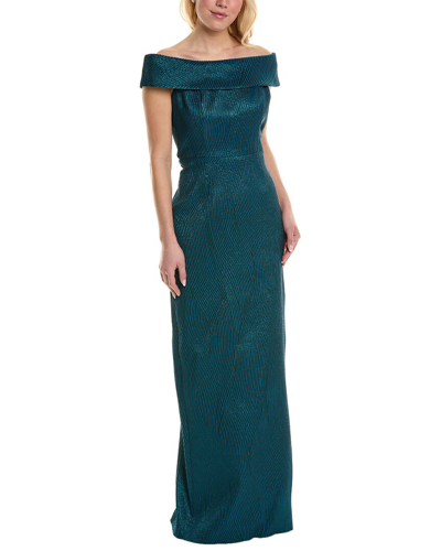 Teri Jon By Rickie Freeman Off-the-shoulder Gown In Green