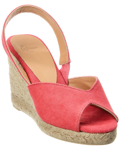 Castaã±er Castañer Brisa Canvas Slingback Wedge Sandal In Orange