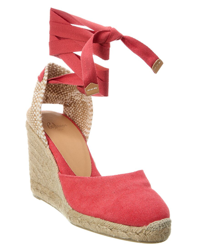 Castaã±er Carina Espadrilles Wedge Sandal With Ankle Laces In Orange