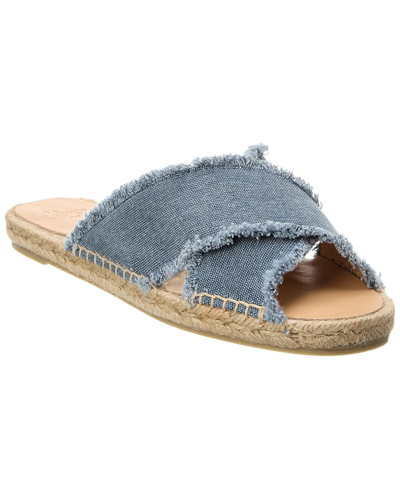 Castaã±er Palmera Glittery Espadrille Slides In Blue