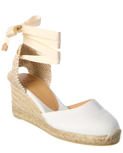 Castaã±er Carina Espadrilles Wedge Sandal With Ankle Laces In White