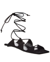 Attico Flat Lace-up Strappy Sandal In Black