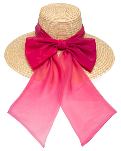 Eugenia Kim Mirabel Straw Wide-brim Hat With Organza Bow In Brown