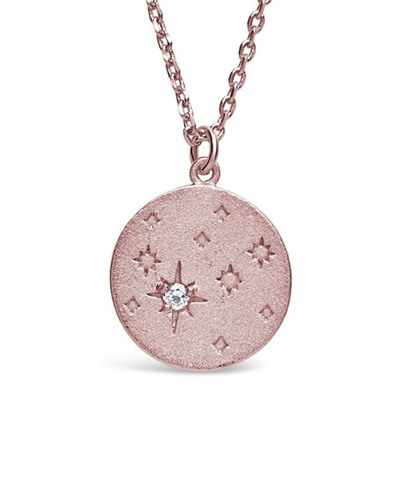Sterling Forever 14k Rose Gold Vermeil Cz Polaris Necklace In Metallic