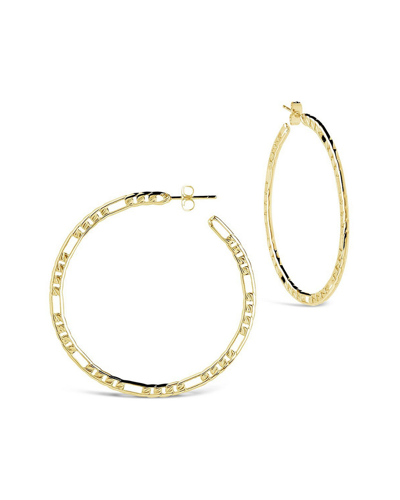 Sterling Forever 14k Plated Flat Linked Hoops