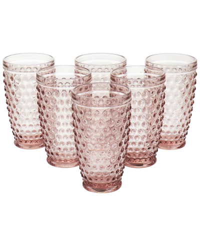 Martha Stewart 6pc Hobnail Handmade Glass Tumbler Set In Pink