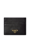 Prada Logo Saffiano Leather Card Case In Black