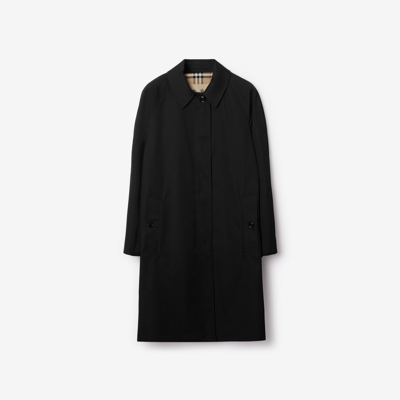 Burberry Black Single-breasted Trench Coat With Logo Print Man