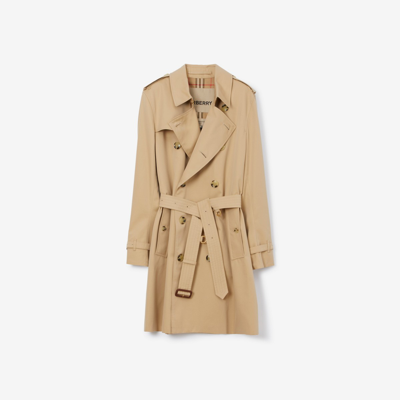 Burberry Mid-length Kensington Heritage Trench Coat In Honey