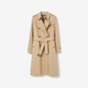 Burberry Gabardine Kensington Long Trench Coat In Nude