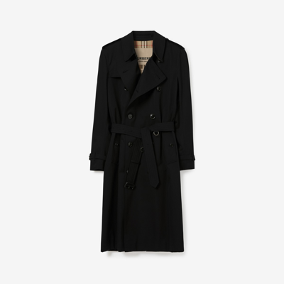 Burberry Long Kensington Heritage Trench Coat In Black