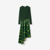 Burberry Dandelion Asymmetric-skirt Dress In Ivy