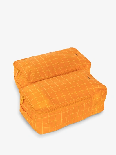 Calpak Compakt Shoe Bag - Set Of 2 In Orange Grid