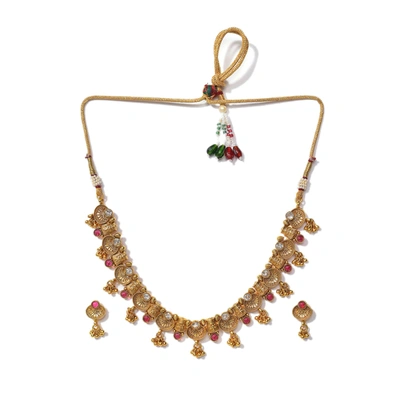 Sohi Gold-plated Red Stone-studded Jewellery Set