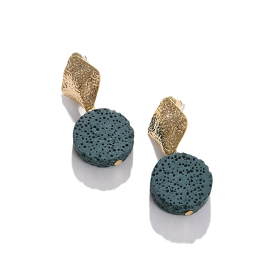 Sohi Green Contemporary Drop Earrings In Gold