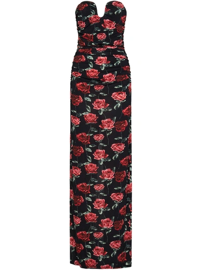 Magda Butrym Womens Black Floral-print Strapless Stretch-woven Maxi Dress In Nero