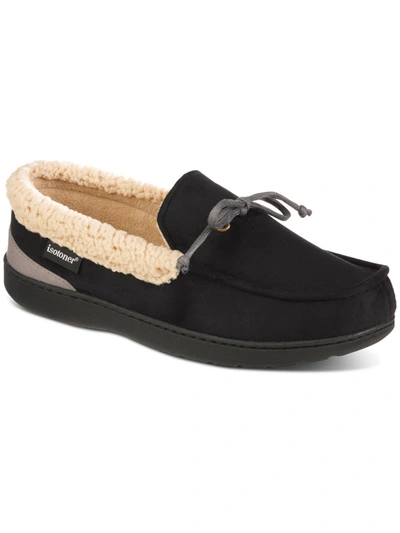 Isotoner Vincent Mens Faux Suede Memory Foam Moccasin Slippers In Black