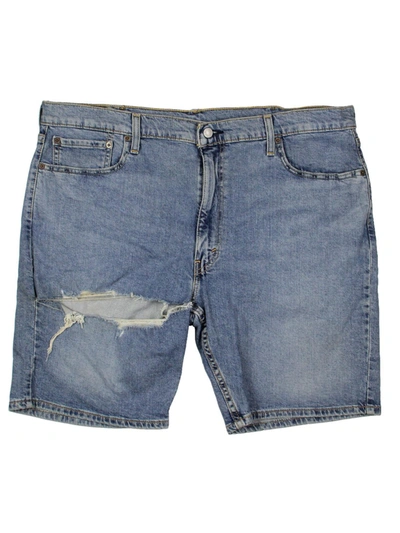 Levi Strauss & Co 412 Mens Slim Fit Ripped Denim Shorts In Blue