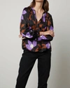 VELVET BY GRAHAM & SPENCER ISRA PRINTED V-NECK BLOUSE IN FIJI