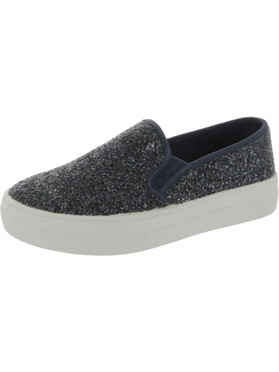 Feversole Womens Glitter Comfort Slip-on Sneakers In Blue