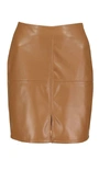 Bishop + Young Vegan Leather Skirt In Latte In Multi