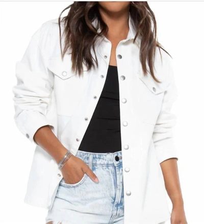 Blue Revival Unreal Leather & Denim Boyfriend Shacket In White