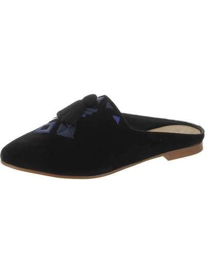 Soludos Palazzo Womens Suede Embroidered Mules In Black