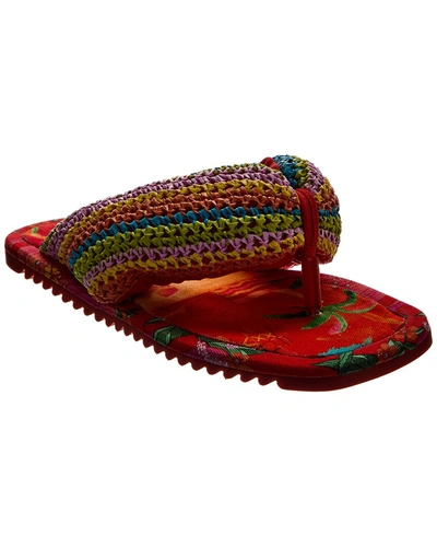 Farm Rio Puffy Crochet Flip Flop In Orange