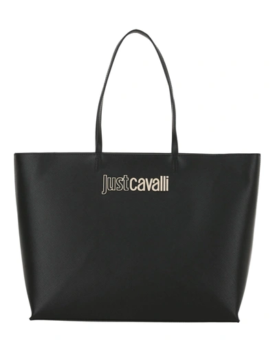 Just Cavalli Small Logo Tote In Black