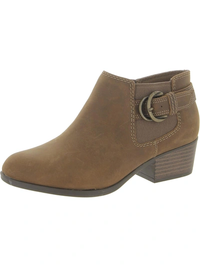 Clarks Womens Leather Casual Booties In Brown