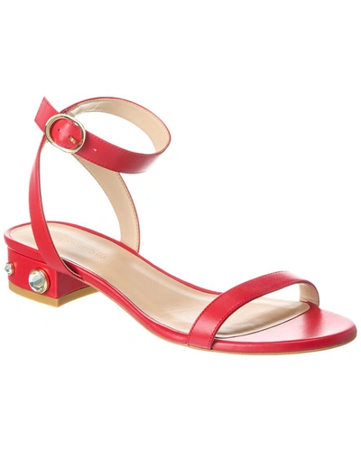 Stuart Weitzman Dancer Allshine 25 Leather Sandal In Red