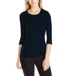 Three Dots Three-quarter-sleeve Cotton Tee In Multi