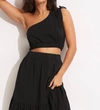 Seafolly One Shoulder Crop Top In Knit Black In Multi
