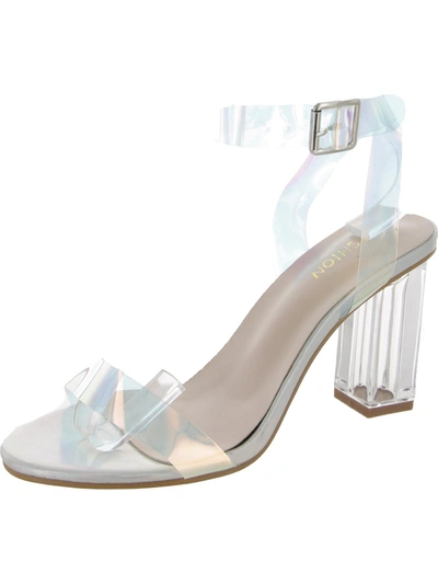 Fashion Womens Iridescent Ankle Strap Heels In White