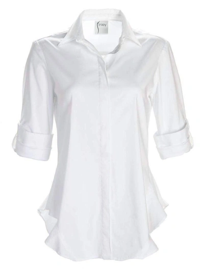 Finley 3/4-sleeve Stretch Cotton Swing Shirt In White