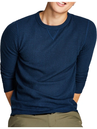 And Now This Mens Crewneck Knit Thermal Shirt In Blue