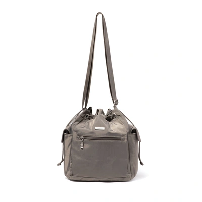 Baggallini Drawstring Crossbody Bag In Silver