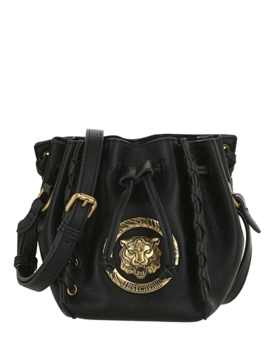 Just Cavalli Studded Bucket Crossbody Bag In Black