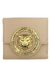 Just Cavalli Logo Plaque Compact Wallet In Grey