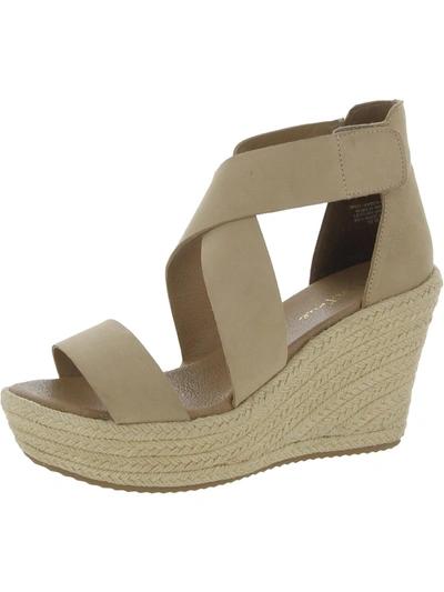 Diba True Hyber Nate Womens Leather Ankle Strap Wedge Sandals In Beige