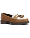 Donald Pliner Genuine Shearling Tassel Loafer In Brown