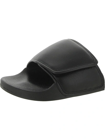Steve Madden Sena Womens Faux Leather Slip-on Slide Sandals In Black